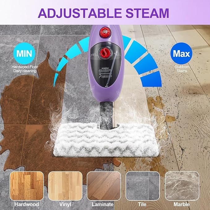 Steam Mop Cleaner with Detachable Handheld Steamer, 13.5 oz Tank, 20FT Cord, Fast Heat-Up, 10-in-1 Multi-Surface Cleaning for Floors, Tiles & Grout