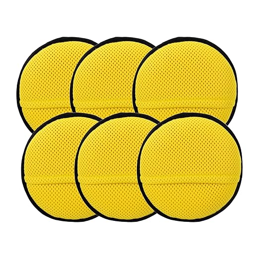 Maxshine Microfiber Waxing Applicator Pad with Finger Hold, Dia: 14cm, Yellow & Grey, 6 Pack