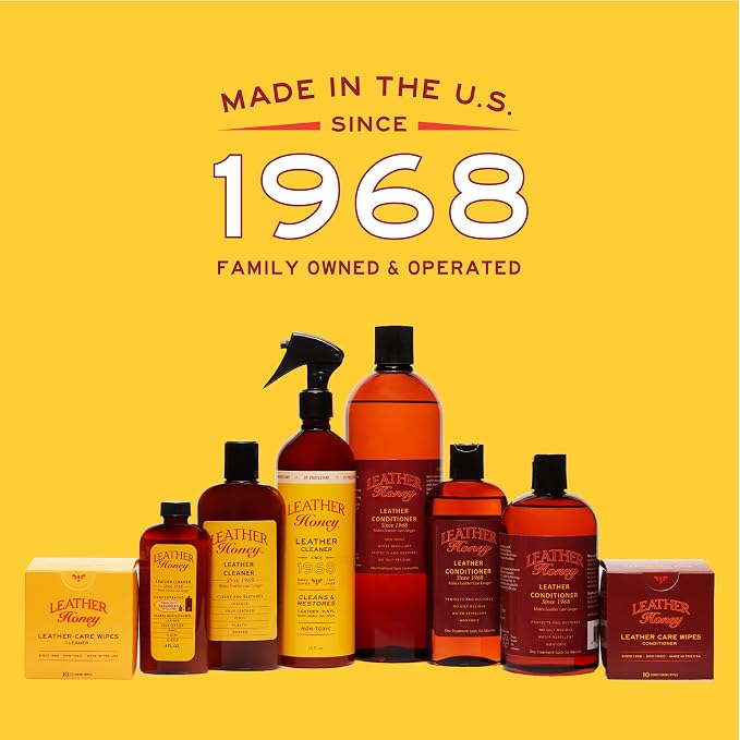 Leather Honey Complete Leather Care Kit Including 4 oz Cleaner, 8 oz Conditioner and Applicator Cloth for use on Leather Apparel, Furniture, Auto Interiors, Shoes, Bags and Accessories