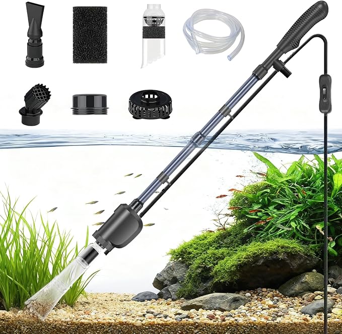 Electric Aquarium Gravel Cleaner,Strong Flow, Multifunctional Water Changer & Filter, Adjustable Silent Motor, Telescopic Tube for Low Water Level & All Tanks（36W,580GPH
