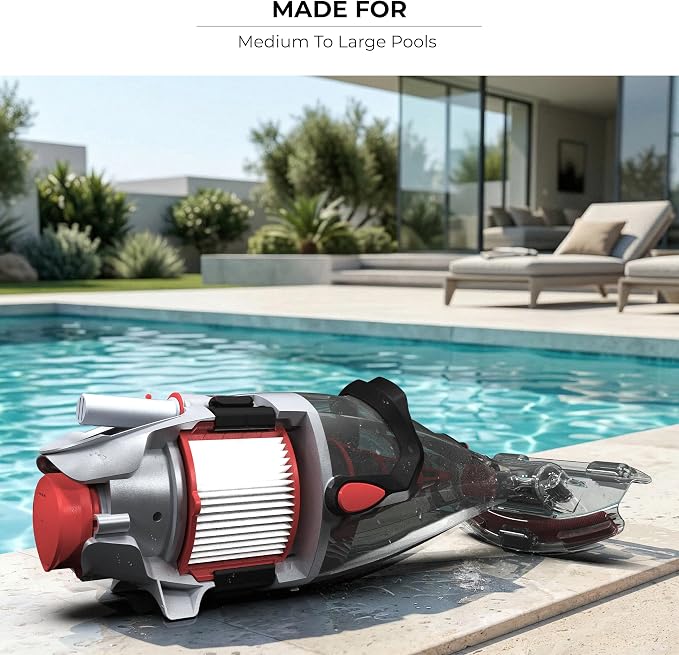 VOLTERA 75 Cordless Handheld Pool Vacuum – Rechargeable Cleaner for Medium to Large Pools, Advanced Dual Filtration, Extended Runtime & Versatile Cleaning Performance