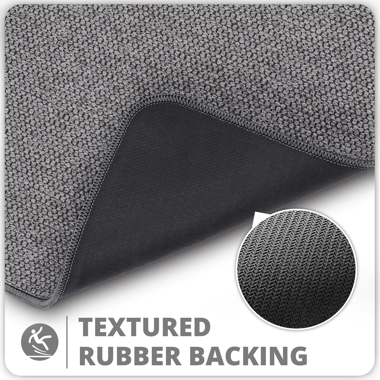 Bath Mat,Ultra Thin Bathroom Runner Rugs,Large Bath Mats for Bathroom,Quick Dry,Non-Slip,Machine Washable,Low Pile,Bath Rug,Shower Outside,Sink,Home Decor Accessories.Dark Grey,2'x5'（24x60inch）