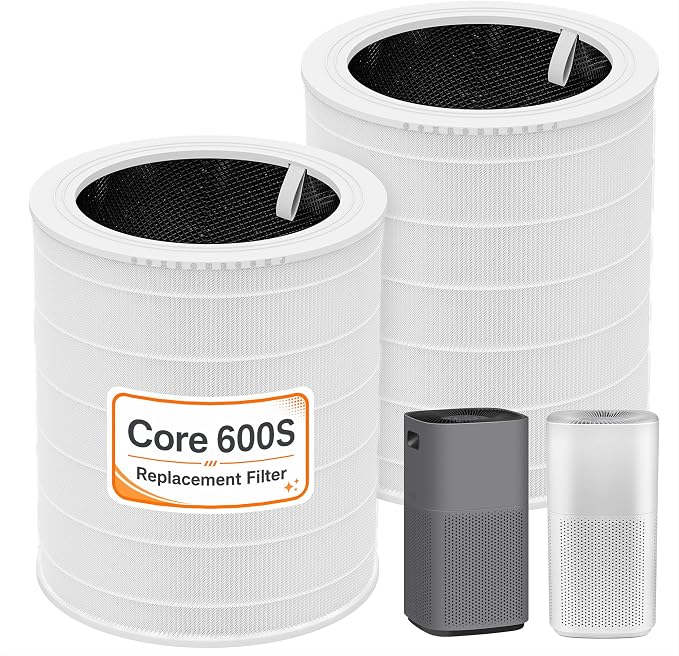 Core 600s-P Air Purifier Replacement Filter Compatible with LEVOIT Core 600S Air Purifier, 3-in-1 Filtration Filter and Activated Carbon 600S/P Filters, Core 600S-RF, 2 Pack