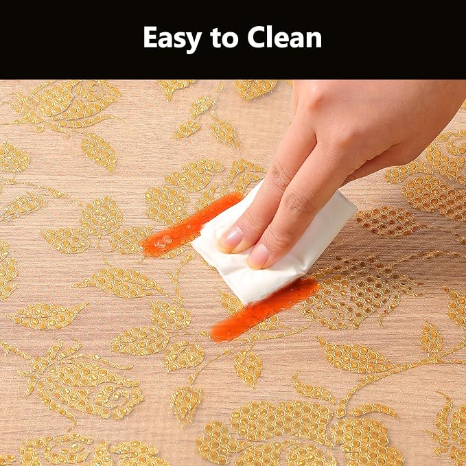 INNOLITES Shelf Liner for Cabinets, Non-Adhesive for Kitchen Drawer Liner, Waterproof Shelf Paper with Floral Pattern, Durable Easy to Clean (Golden Rose, 11.8" x 360")