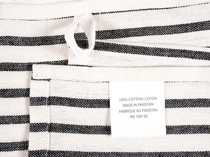 KAF Home Assorted Flat Kitchen Towels - Set of 10, 18 x 28 Inch (Black)