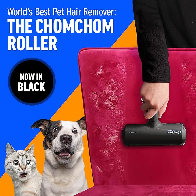 ChomChom Roller Pet Hair Remover and Reusable Lint Roller - Original White, Black Cat and Dog Hair Remover
