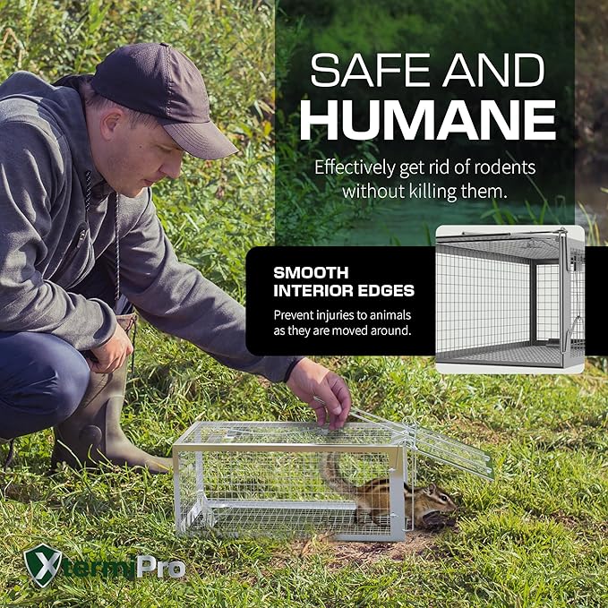 Humane Squirell Trap -2 Pack, Chipmunk and Rat Cages that Work for Home | Catch and Release | Reusable and Durable | No Kill Animal Trap | for Inside Home and Outdoor Use