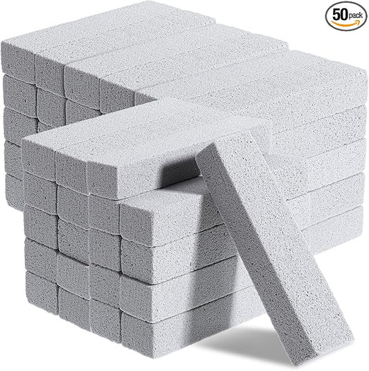50 Pack Pumice Stone for Cleaning - Bulk Pumice Stone Toilet Bowl Cleaner, Natural Scouring Pads for Hard Water Stains, Rust & Grime Removal on Porcelain, Tile, Grill & Pool Surfaces