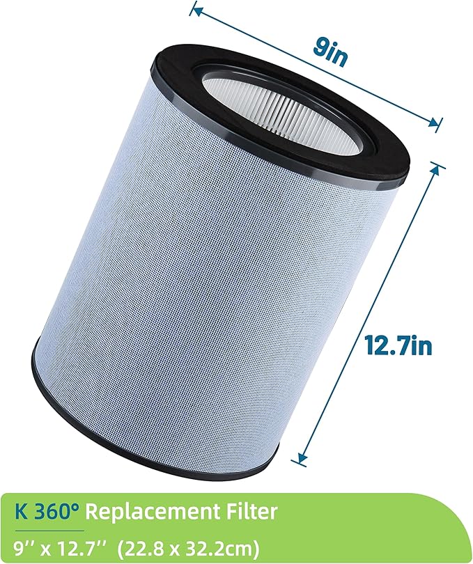 K 360° True HEPA Replacement Filter Compatible with GermGuardian Air Purifier AC9400W and AC9600W, Compare to Part # FLT9400, H13 Filter and Activated Carbon