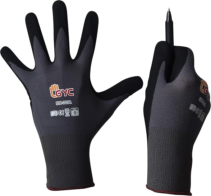 GYC Gloves, Sanitized, DIY Gardening, Food Contact ECO Micro Finish Safety Work Gloves - 10 Pairs Pack - General Work Glove, Comfortable Grip, Anti-Slip (EM-223A / SIZE 11 - XX-Large)