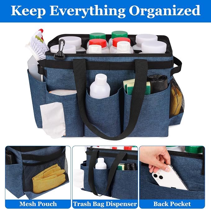 Joe & JoseRin Hot Tub Chemical Storage Bag, Pool Cleaning Caddy Tool Organizers Bag, Essential Spa Accessories with Pockets Handle, Heavy Duty Multifunctional Storage Garden Carry Tote Bag