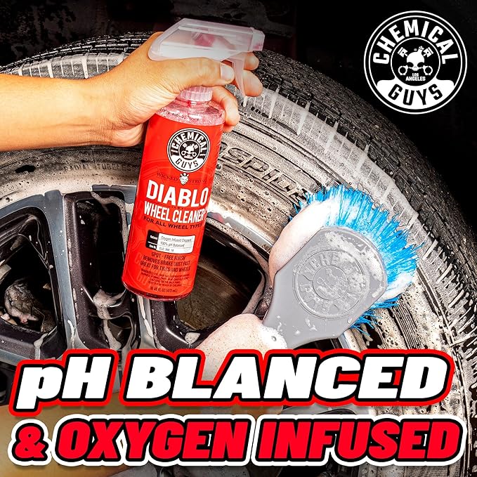 Chemical Guys CLD_998_1602 Sprayable Diablo Wheel Cleaner (Safe on All Wheel & Rim Finishes),16 oz (2 Pack) + MIC_506_03 Premium Microfiber Towels, Gold (16 Inch x 16 Inch) (Pack of 3)