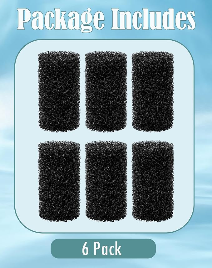 6 Pcs Pre-Filter Sponges Compatible with Fluval AC70/AC110 and AquaClear 70/110 Power Filters Replacement Foam Sponges for Freshwater & Saltwater Aquariums, Protects Small Fish, Shrimp and Fry