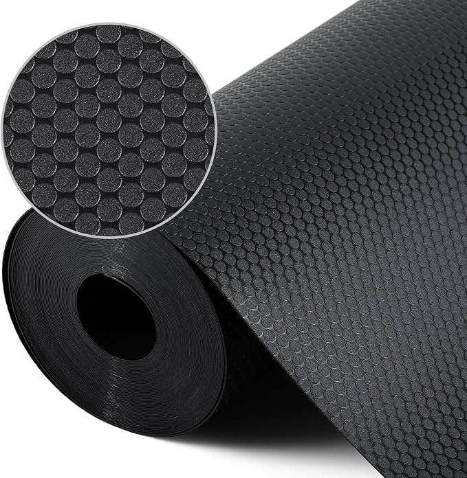 Black Shelf Liners for Kitchen Cabinets Non Adhesive Drawer Liner for Bathroom Waterproof Refrigerator Liners for Shelves Fridge Plastic Mats Cabinet Cupboard Liner 11.8 x 393.7 Inches