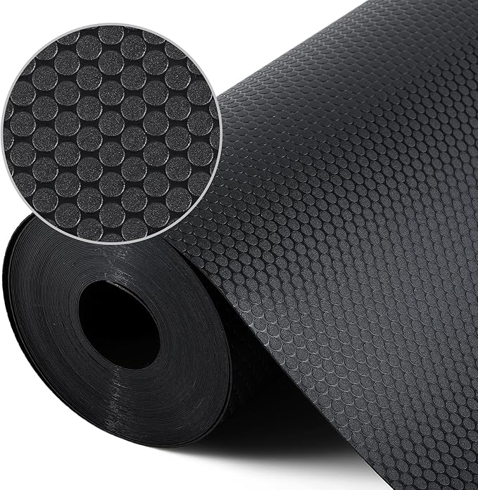 Black Shelf Liners for Kitchen Cabinets Non Adhesive Drawer Liner for Bathroom Waterproof Refrigerator Liners for Shelves Fridge Plastic Mats Cabinet Cupboard Liner 23.6 x 393.7 Inches