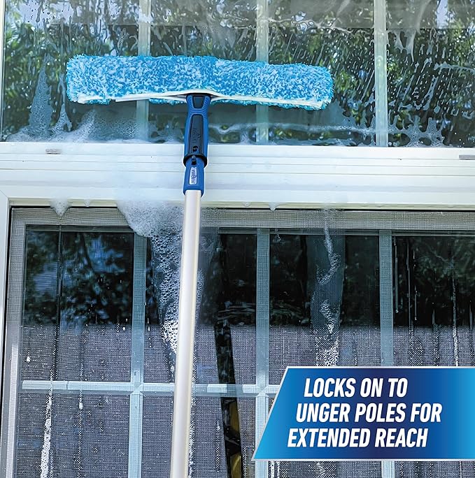 Unger Professional Connect and Clean 14" Window Scrubber Washer for Glass Cleaning, Commercial and Residential Washing, Multipurpose Tool, Gentle on Windows, Reusable Microfiber Sleeve (Pack of 6)
