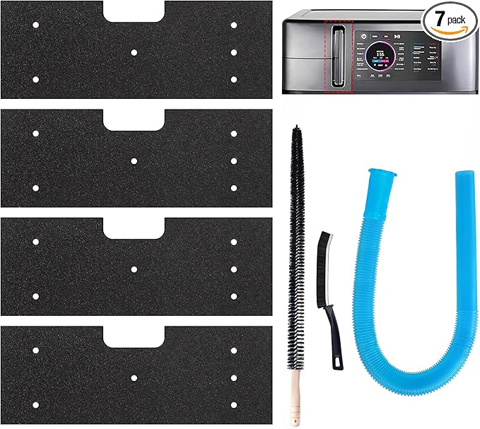 7 Pcs Dryer Vent Cleaner Kit for GE Washer Dryer Combo,Thickened WH01X35719 Lint Filter replacement with dryer vent brush, Dryer Vent Vacuum Hose Attachment,Models: PFQ97HSPVDS