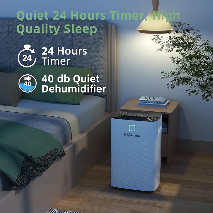 Hogarlabs 50 Pint Dehumidifier for Basement & Whole House, Covers 3500 Sq.Ft, with Drain Hose & Auto Humidity Control, Quiet for Bedroom, Bathroom, Garage, Large Room Dehumidifier.