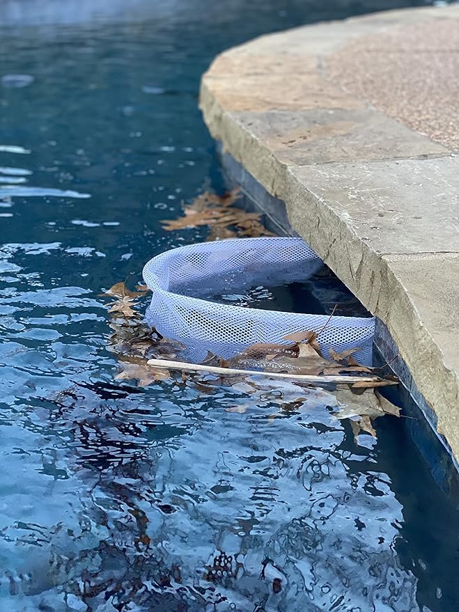 Pool Skimmer Shield Protective Spring Action Net System Leaf Protection, for Vinyl Lined or Fiberglass Pools Only White