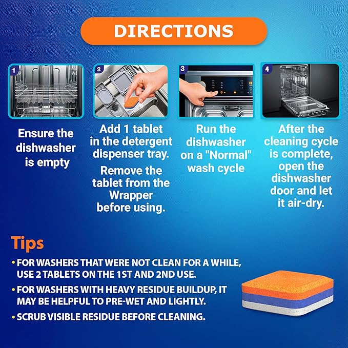 Washing Machine Cleaner Tablets Top Load 14 Pack & Dishwasher Cleaner Deodorizer Descaler Tablets 28 Pack Bundle - 1 Plus Year Supply - Septic Safe Eco Friendly Formula