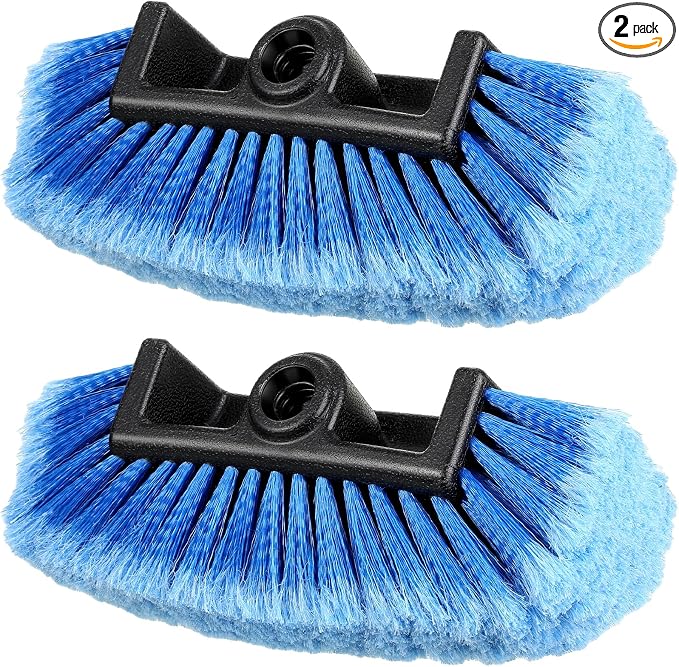Tanlade 2 Pcs Car Wash Brush Head with Soft Detailing Bristle Flow Through Car Cleaning Brush Exterior Wash Equipment for Auto Truck RV Boat Camper(10 Inch,Blue)