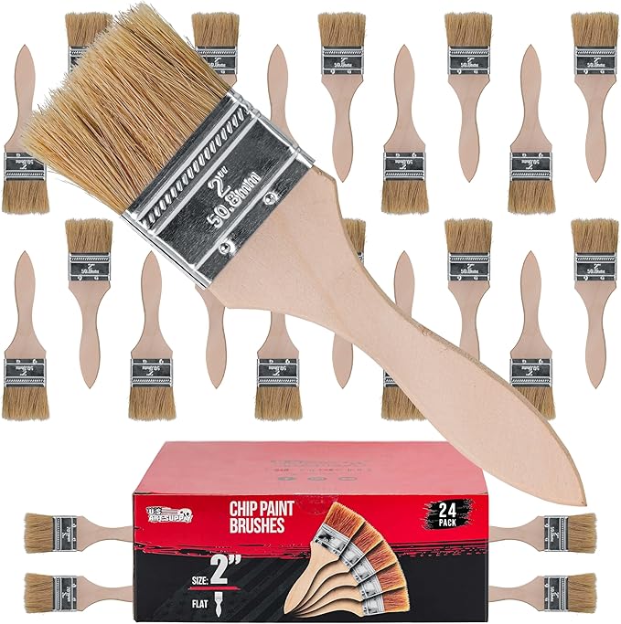 U.S. Art Supply 24 Pack of 2 inch Paint and Chip Paint Brushes for Paint, Stains, Varnishes, Glues, and Gesso