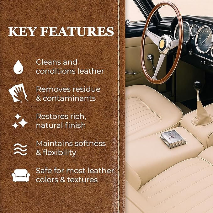 Leatherique Prestine Clean 8 oz | Leather Cleaner & Conditioner for Cars, Furniture, Saddles & More | Gently Removes Dirt, Oils & Impurities | Works Alone or with Leatherique Rejuvenator Oil