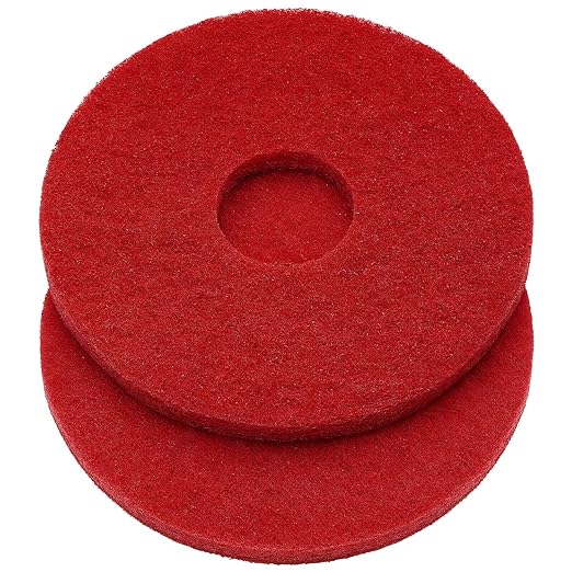 Teenyyou 2 Pcs 12" Red Scrubbing Pads Commercial Cleaning Orbiter Pads-Maintenance Non Woven for Floor Buffer Machine