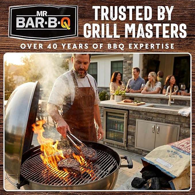 8 LB. All Natural Hardwood Lump Charcoal by Mr. Bar-B-Q - Premium Natural Charcoal for Grilling, BBQ, Smoking, Kamado & Kettle Grills - Burns Hotter & Longer - Smoky Flavor, Low Ash & Easy to Light