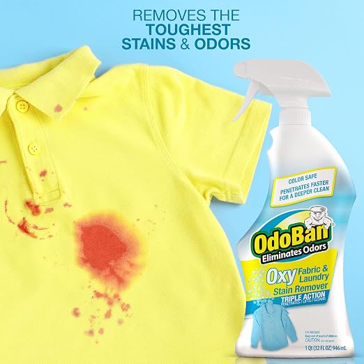 OdoBan Ready-to-Use Oxy Fabric and Laundry Stain Remover, Triple Action Stain Eliminator, 6-Pack, 32 Ounce Spray Each