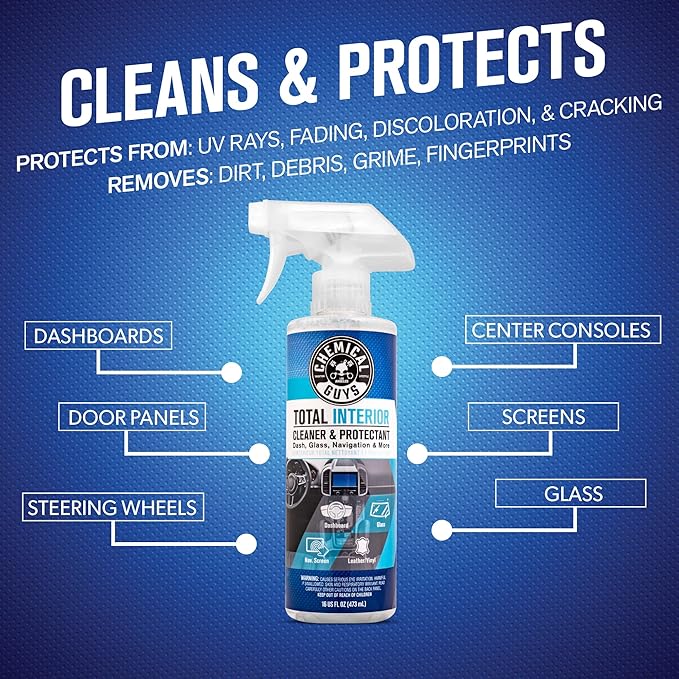 Chemical Guys Total Interior Cleaner Variety Kit With Storage Bag | 3 Scents, Fresh, New Car, & Black Cherry Scents, 3 Microfiber Towels, & Giftable Car Care Bag