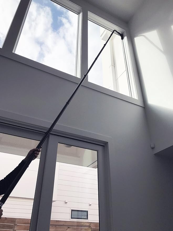 Cen-Tec Systems 25 Ft. High Reach Vacuum Attachment Kit with 2 Carbon Fiber Poles and Carry Bag, Black