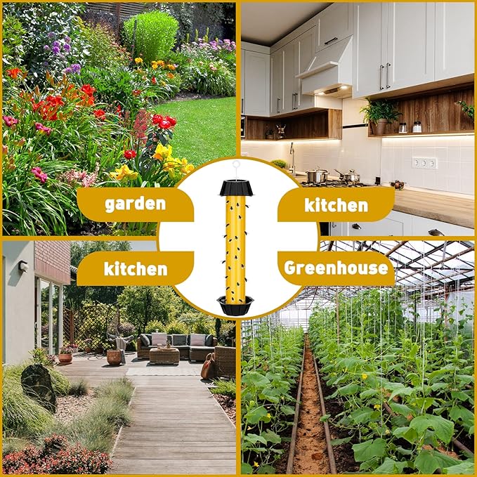 Qualirey Fly Traps for Indoor Outdoor Hanging Fruit Fly Stick Trap Sticky Mosquito for Home Insect 10 x 2.5 Inches(Yellow,4 Pcs)