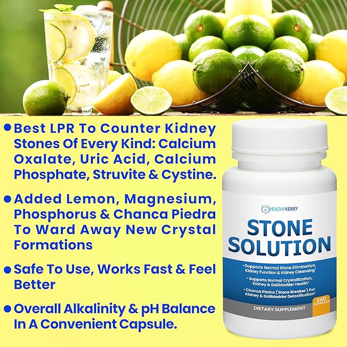 Stone Solution Capsules- Natural Dissolver, Kidney Stone Support & Kidney Cleanser Chanca Piedra Stone Breaker Gallbladder Cleanse, Flush & Stop Recurrence, Stone Relief 60 Servings