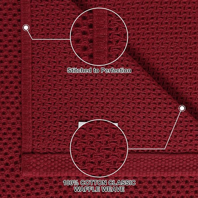 Homaxy 100% Cotton Kitchen Towels and Dishcloths Set, 12 x 12 Inches and 13 x 28 Inches, Set of 8 Bulk Kitchen Towels Set, Ultra Soft Absorbent Dish Cloths for Washing Dishes, Burgundy