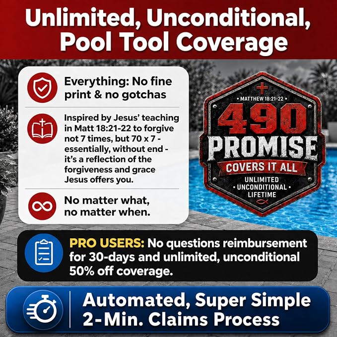 ProTuff 490 Promise 19.5in Pool Leaf Rake Net 6 Pack, Deep Pocket Bag