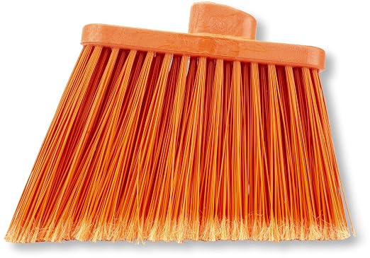 SPARTA Plastic Broom Head, Angled, Flagged for Small Debris Indoor, Outdoor, Home, Restaurant, Lobby, Office, 12 Inches, Orange