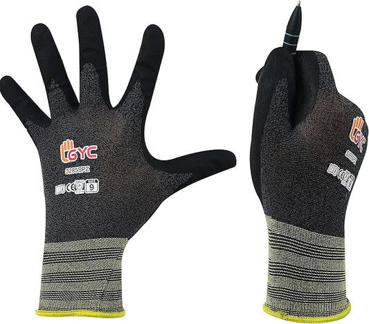 GYC Gloves, Sanitized, DIY Gardening, Super Slim Water-based PU ECO Micro Finish Safety Work Gloves - 10 Pairs Pack - Comfortable Grip, Anti-Slip (3285SPZ / SIZE 11 - XX-Large)