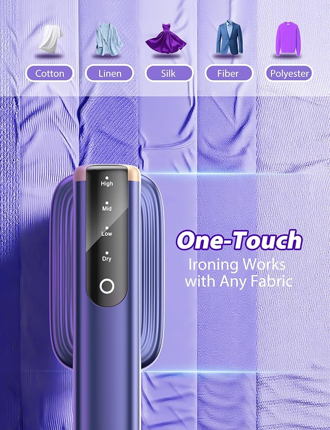 Travel Steamer for Clothes with 180 ml Water Tanks,15s Fast Heat-up,24 g/min Strong Steam Performance, Portable Garment Steamer with Touch Control, Steam Iron Gold Blue