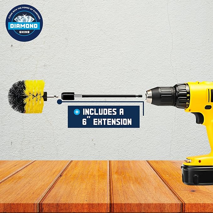 Diamond Shine 21-Piece Drill Power Scrubber Attachment Set – Includes Scrub Pads, Sponges, and Brushes - All Purpose Electric Cleaning Accessories