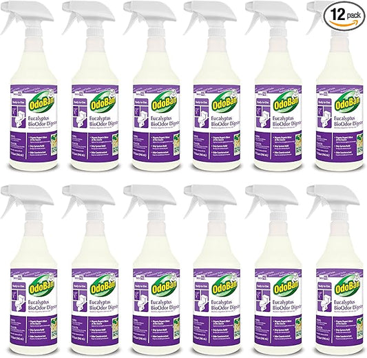 OdoBan Professional Cleaning Ready-to-Use BioOdor Digester Harsh Aroma Counteractant, Made in the USA, Eucalyptus Scent, 12-Pack, 32 Ounce Sprays Each
