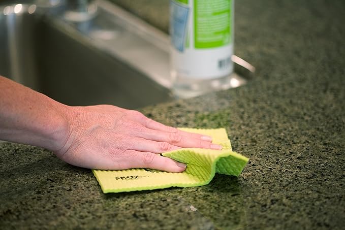 Skoy Cleaning Bundle - Cloth, Scrub, Gray Towel and Sink Holder – Environmentally Friendly, Kitchen & Household Use, Plastic-Free Packaging, Great Gift Idea!