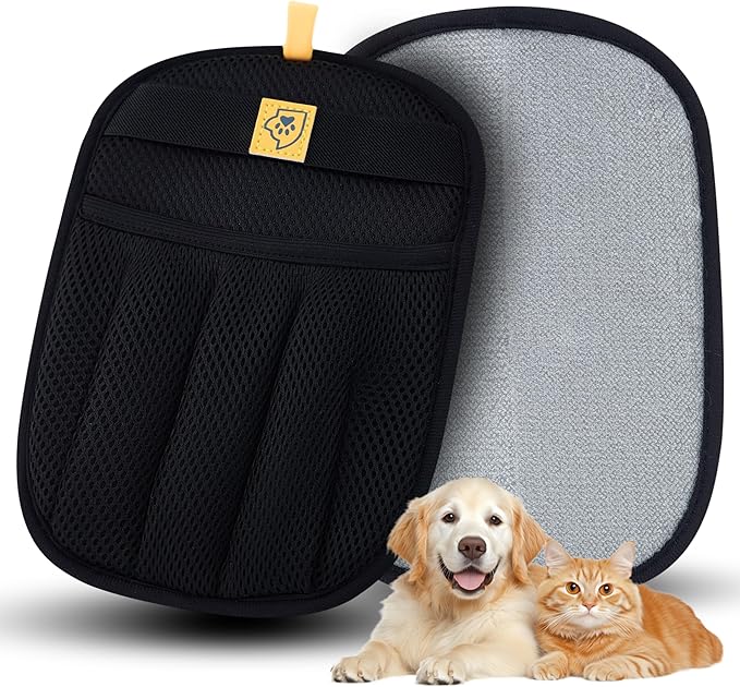 Pet Hair Remover Glove for Dogs & Cats – Grooming Glove, Reusable Fur Removal Tool for Furniture, Couch, Carpet & Car – Easy Pet Hair Cleaning Mitt, (1Pcs Black)