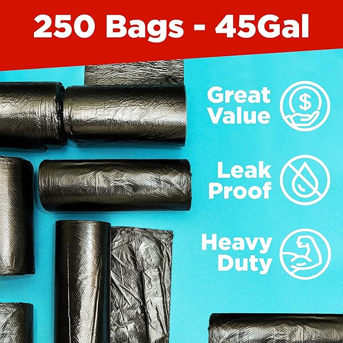 Toughbag 40-45 Gallon Trash Bags Heavy Duty (100 Count) - 39, 40, 42, 44 Gallon Trash Bags for Contractors, Commercial, Home, Kitchen - Made in USA