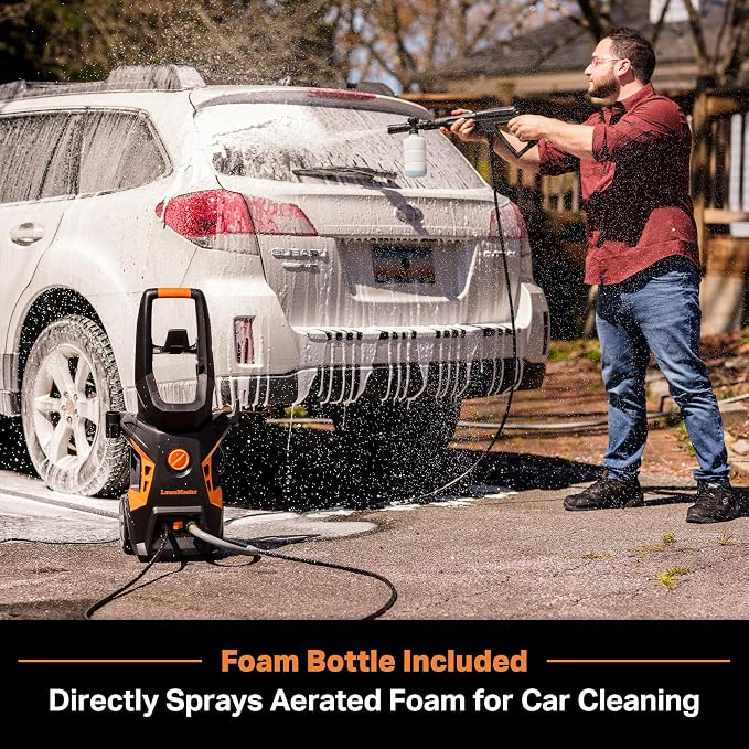 LawnMaster LT506-2000A Electric Pressure Washer 13 Amp 1.4 GPM 2300 Max PSI CSA Certified with Detergent Bottle