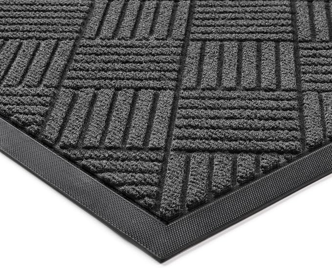 100pointONE Front Door Mat, Heavy Duty Indoor Outdoor Doormat, 60” x 48” Low Profile Outdoor Mats for Home Entrance, Stain and Fade Resistant Welcome Mat Ideal for High Traffic Area, Diamond Grey