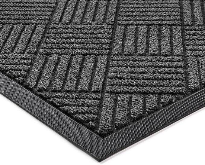 100pointONE Front Door Mat, Heavy Duty Indoor Outdoor Doormat, 72" x 48" Low Profile Outdoor Mats for Home Entrance, Stain and Fade Resistant Welcome Mat Ideal for High Traffic Area, Diamond Grey