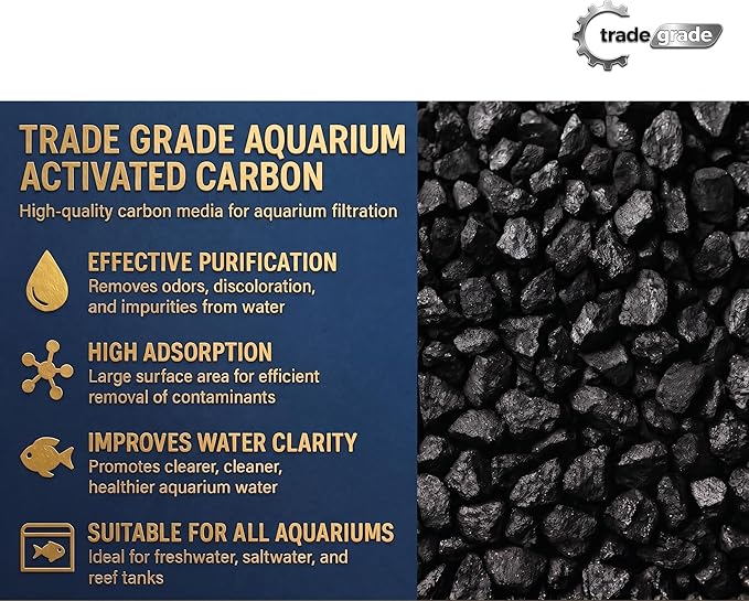 TradeGrade Activated Carbon Aquarium – 10lb Bucket Granulated Activated Charcoal for Fish Tank & Water Purification – High-Performance Aquarium Charcoal Filter Media for Crystal Clear Water