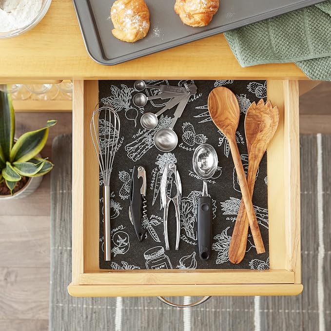 DII Fridge Liner Collection Non-Adhesive, Cut to Fit, 12x24, Black Market Print, 6 Piece