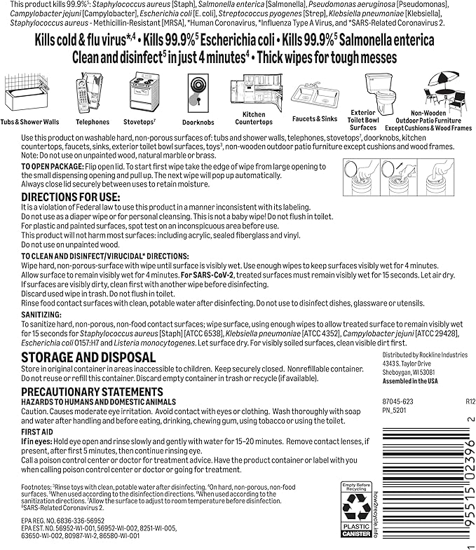 Amazon Basics Disinfecting Wipes, Lemon & Fresh Scent, Thick, Sanitizes/Cleans/Disinfects/Deodorizes, 340 Count (4 Packs of 85)